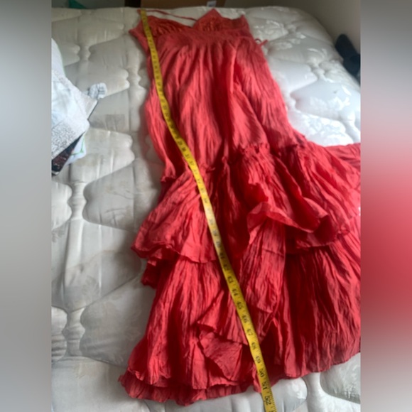 French Connection VTG Y2K Orange Babydoll Ruffled Hem Maxi Dress Size 4 - Picture 10 of 10